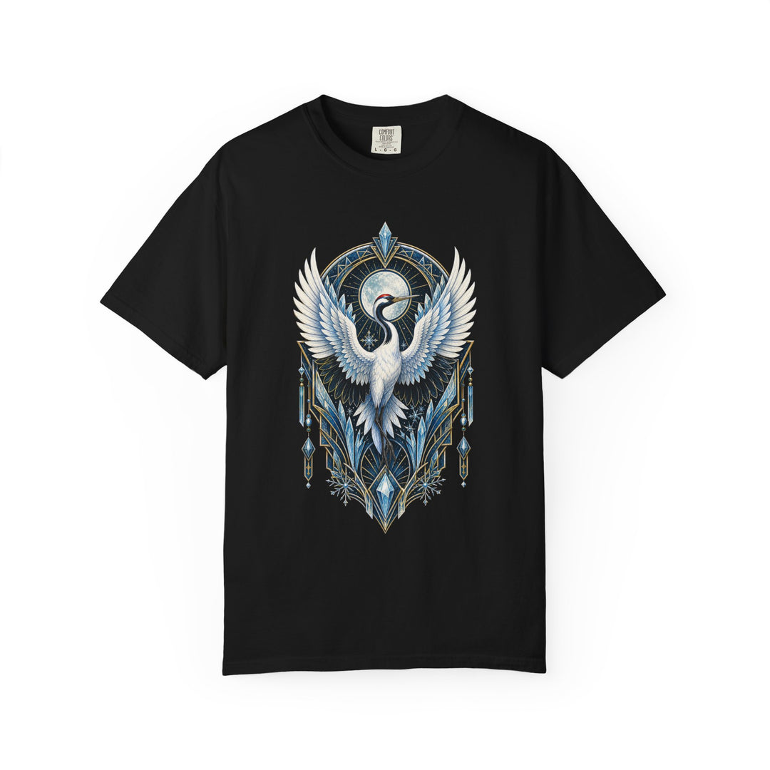 Art Deco Snow Crane Graphic T-Shirt