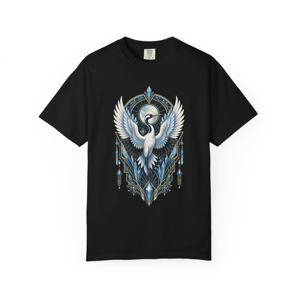 Art Deco Snow Crane Graphic T-Shirt