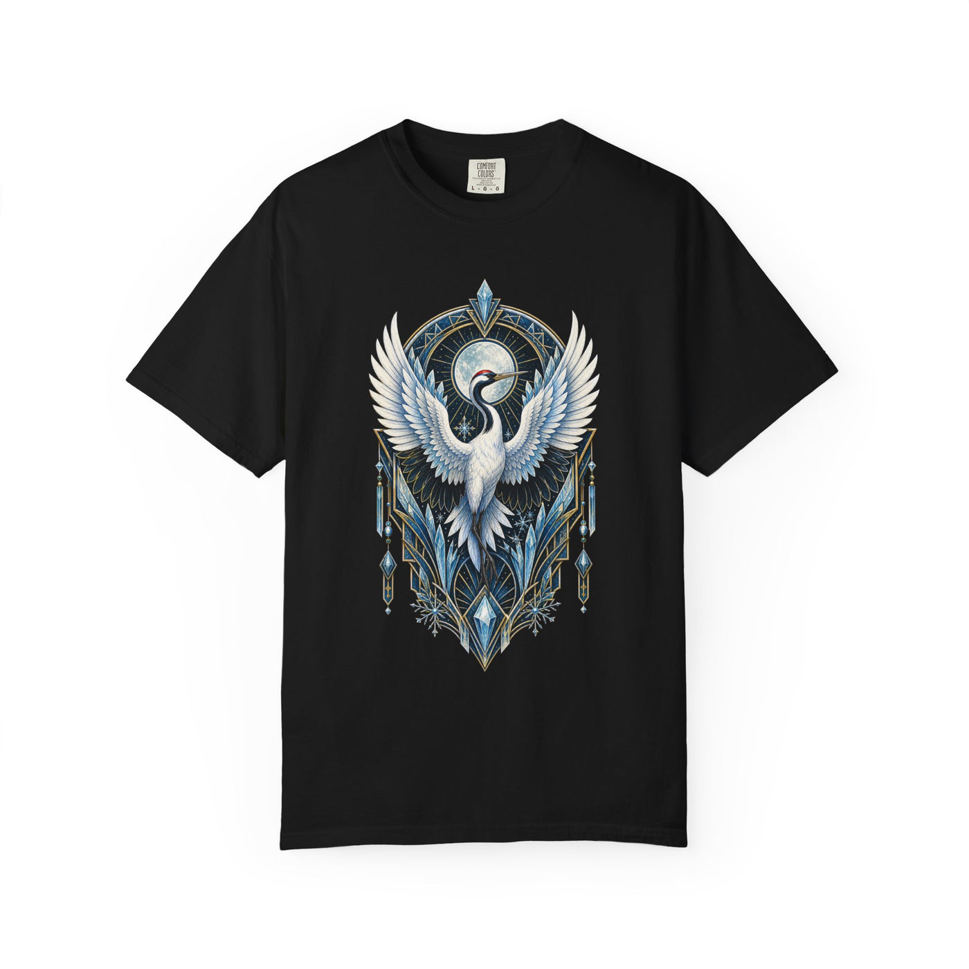 Art Deco Snow Crane Graphic T-Shirt