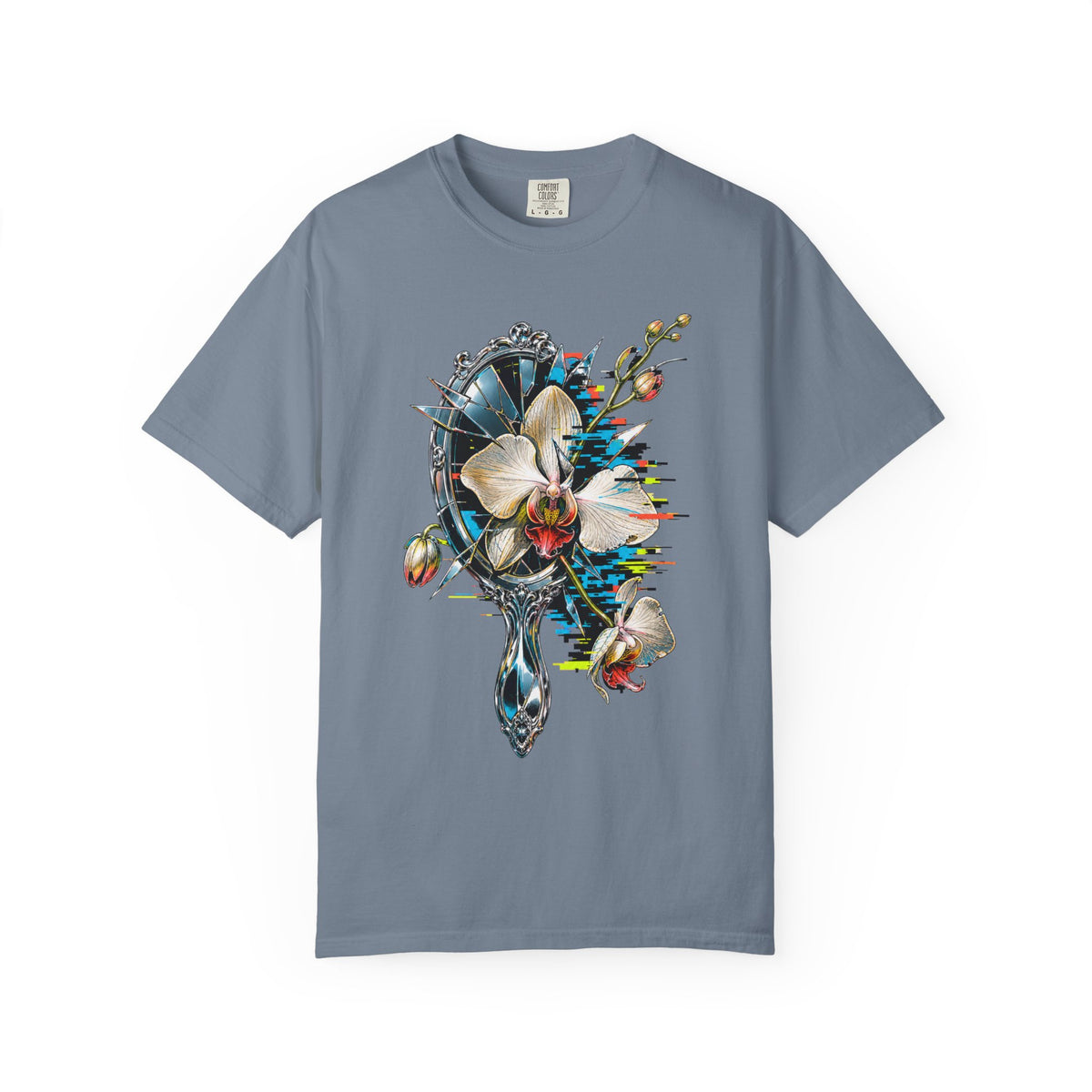 Glitchy Glam Orchid Mirror T-Shirt Graphic