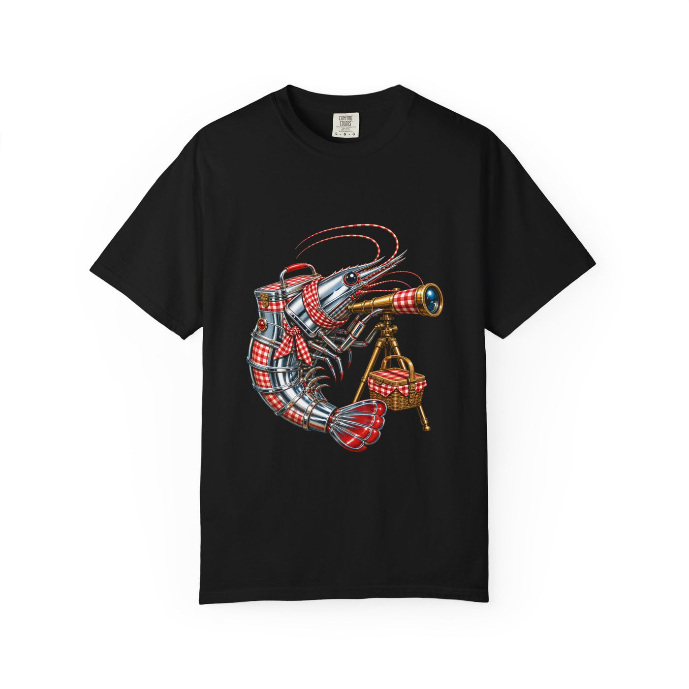Chrome Picnic Telescope Prawn T-Shirt Graphic