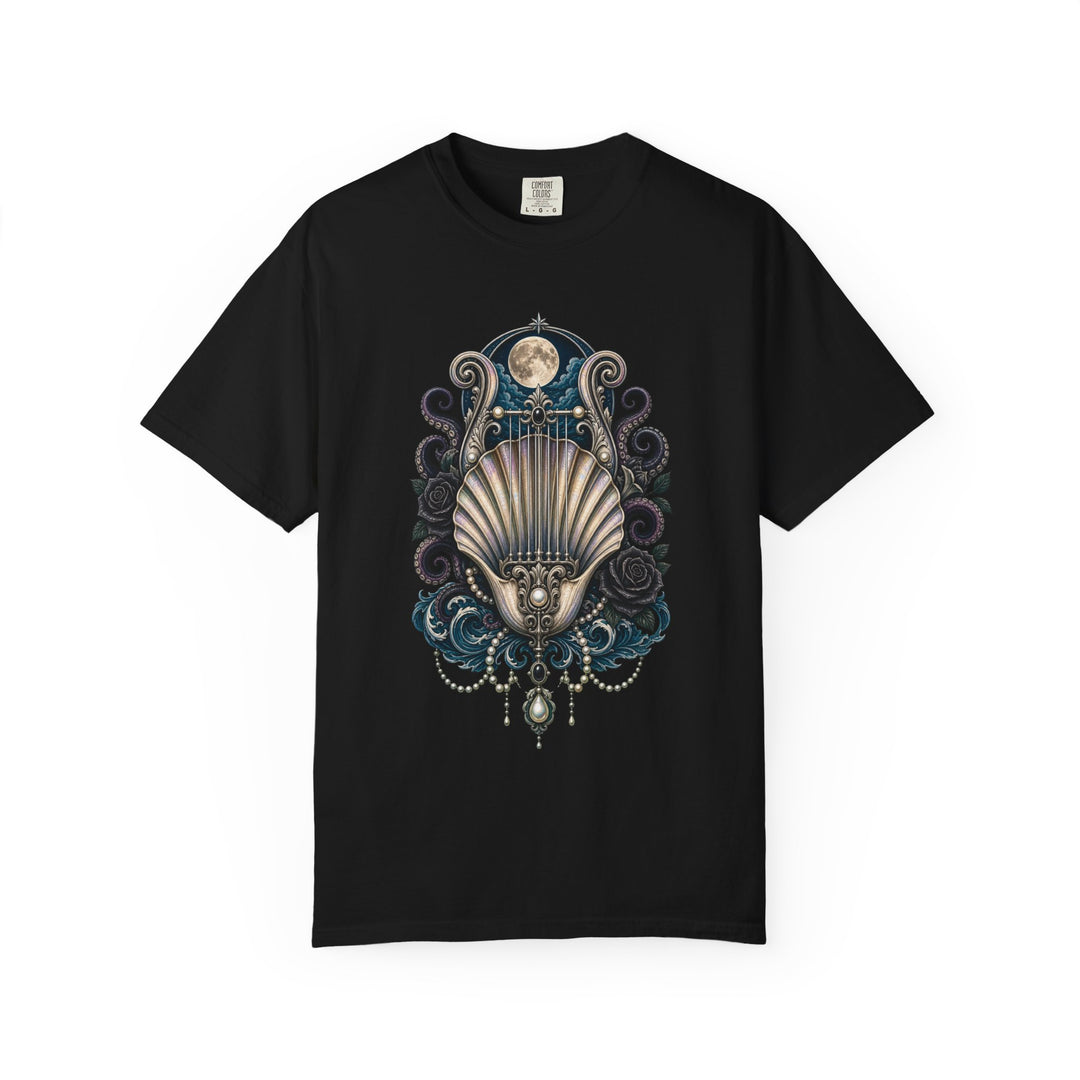 Gothic Beach Lyre Kraken Shell T-Shirt Graphic