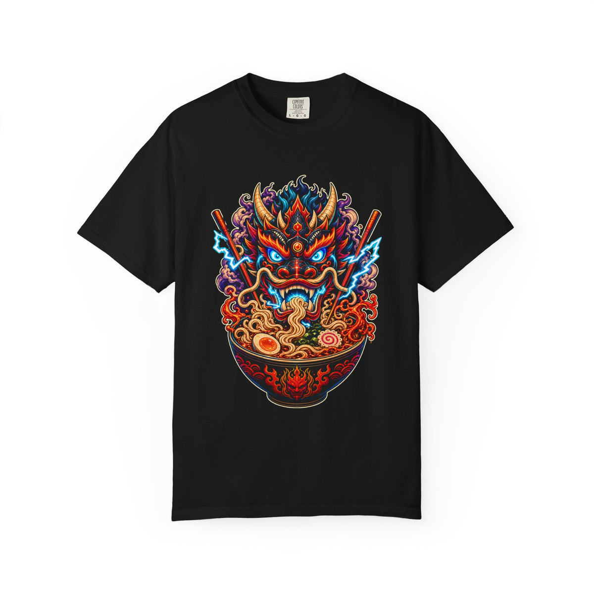 Neon Ramen Dragon Mask Graphic Tee