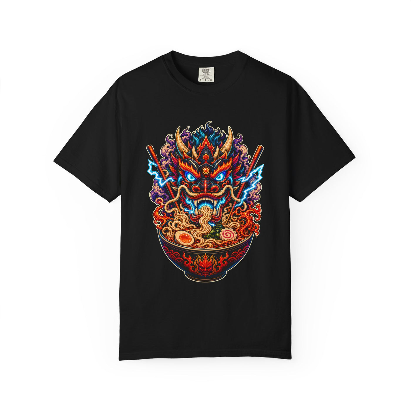 Neon Ramen Dragon Mask Graphic Tee