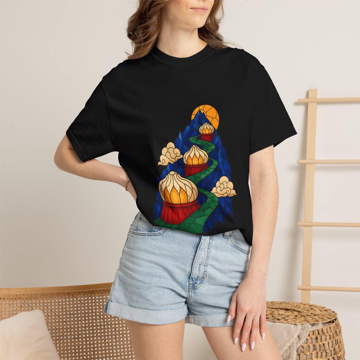 Dumpling Lantern Trail Stained Glass Adventure Graphic Tee