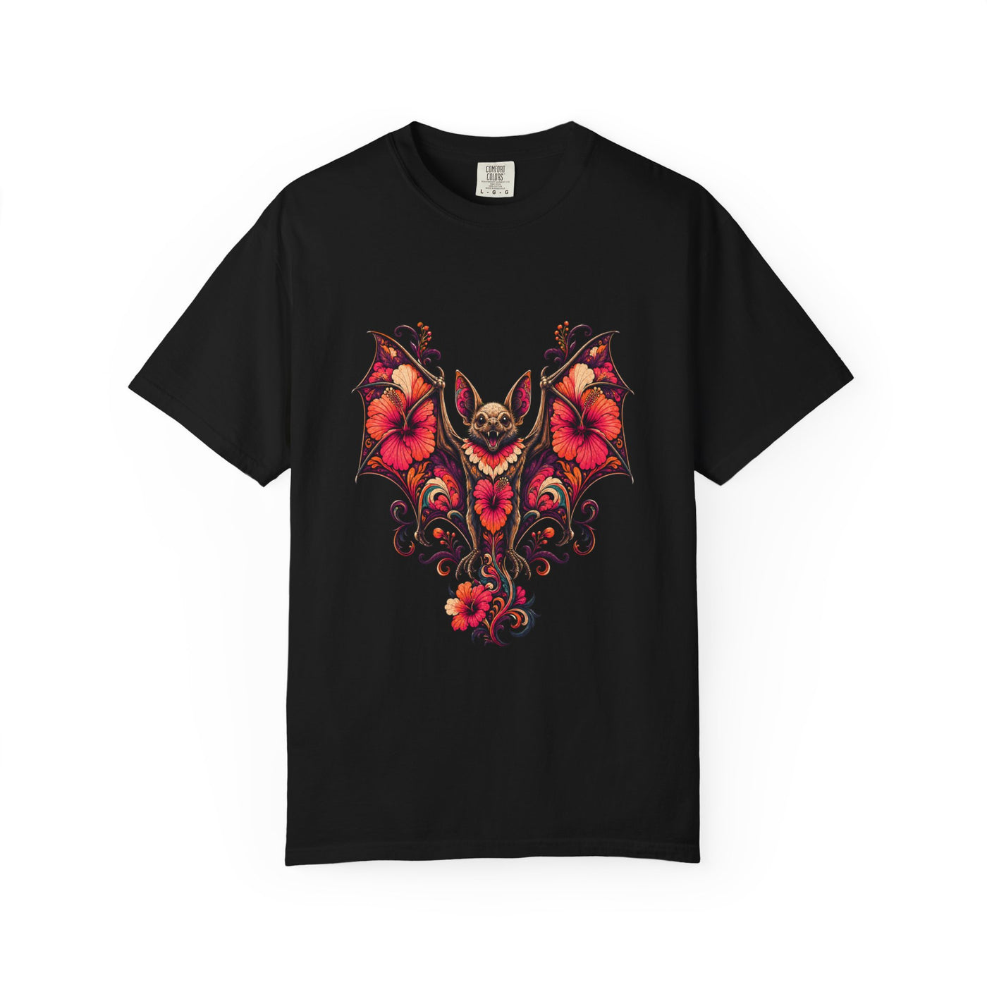 Psychedelic Hibiscus Bat Graphic Tee