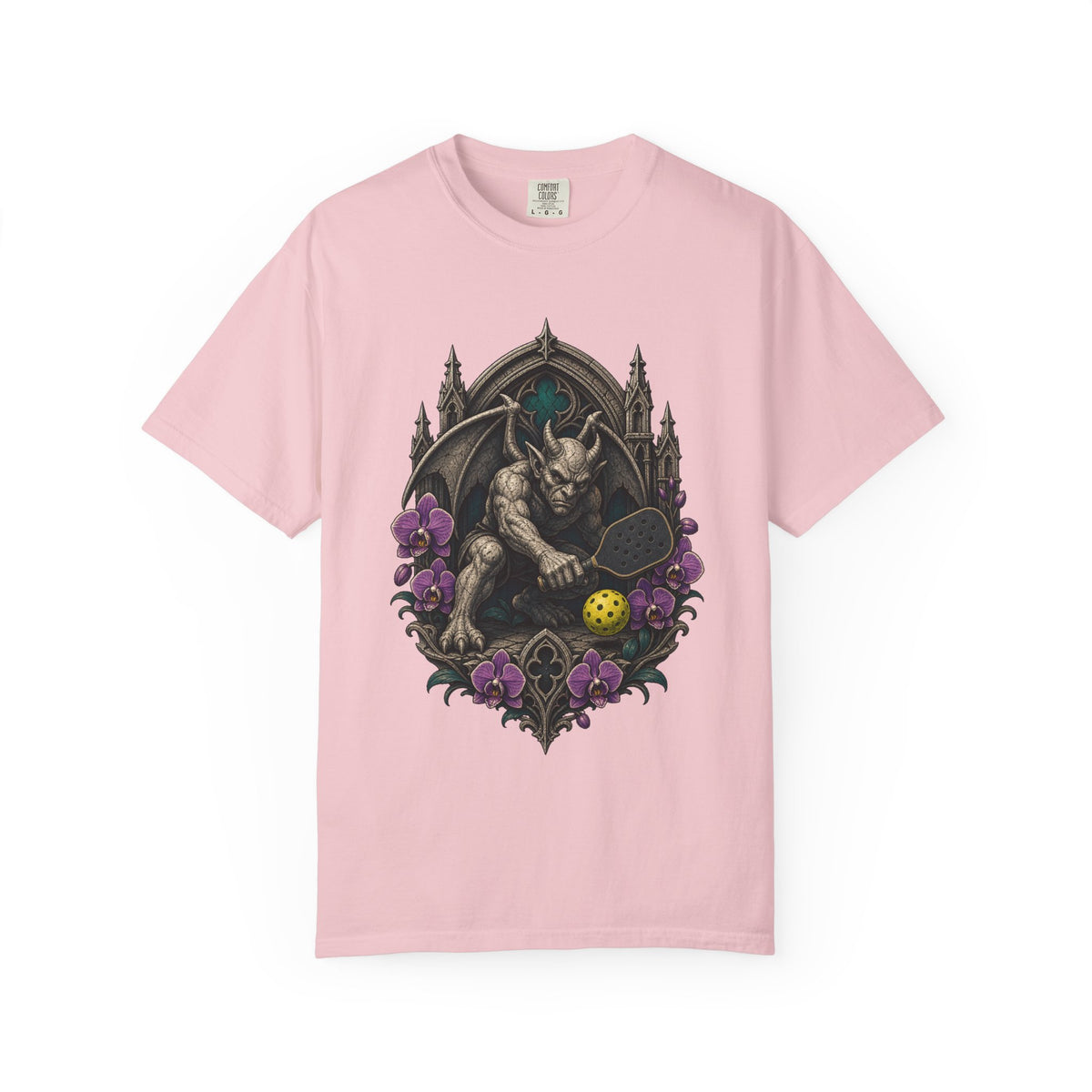 Gothic Pickleball Orchid Gargoyle T-Shirt Graphic