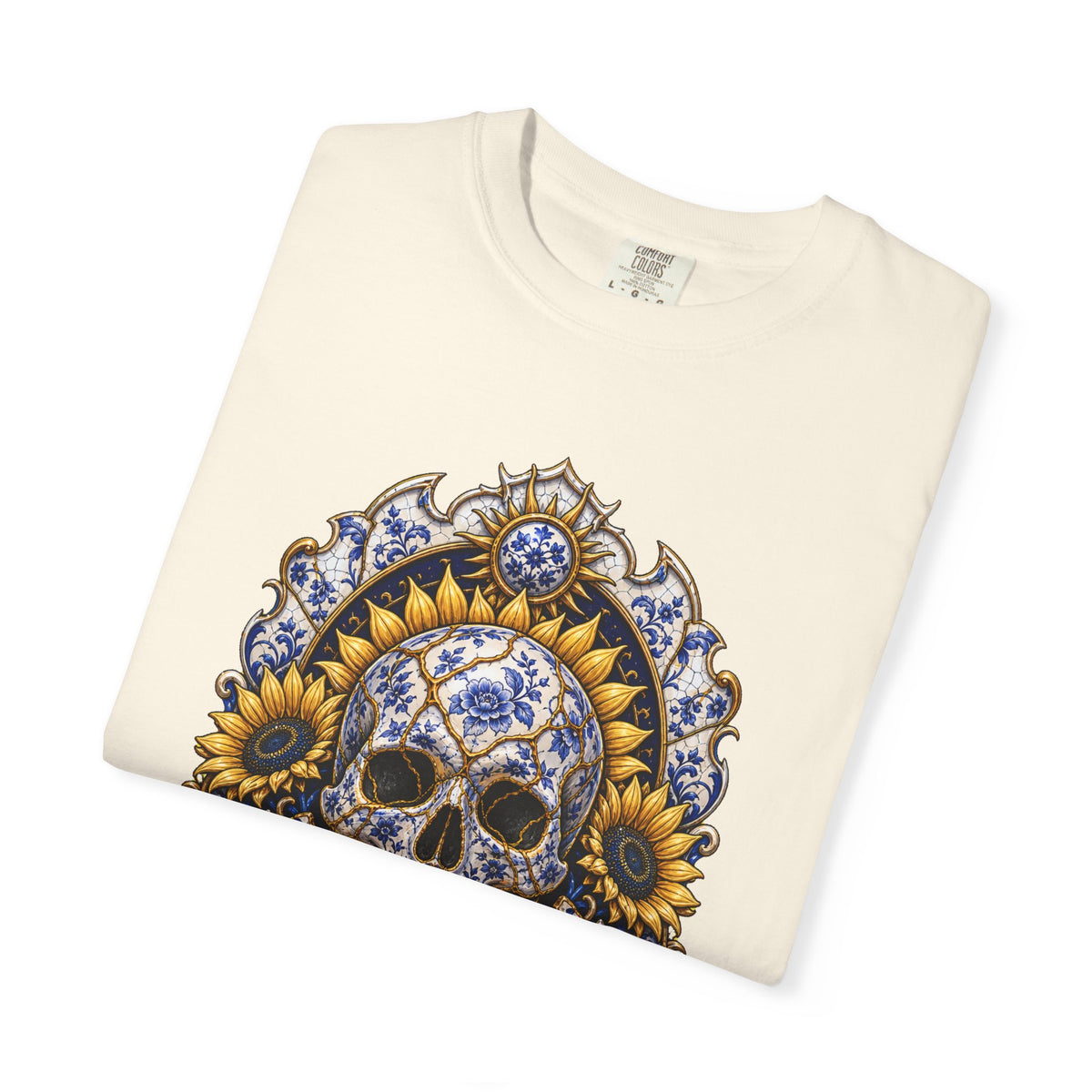 Kintsugi Sunflower Skull Relic T-Shirt Graphic