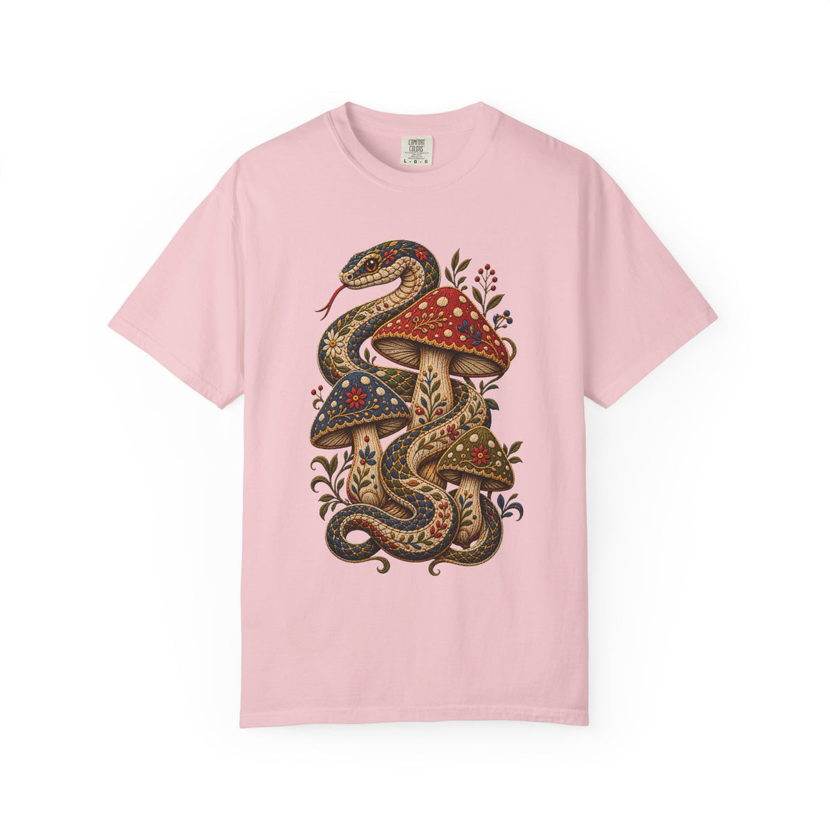 Embroidered Mushroom Serpent Graphic Tee