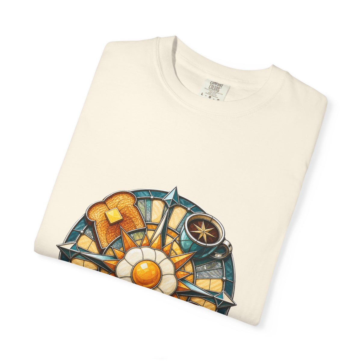 Stained Glass Roadside Breakfast Compass T-Shirt Graphic