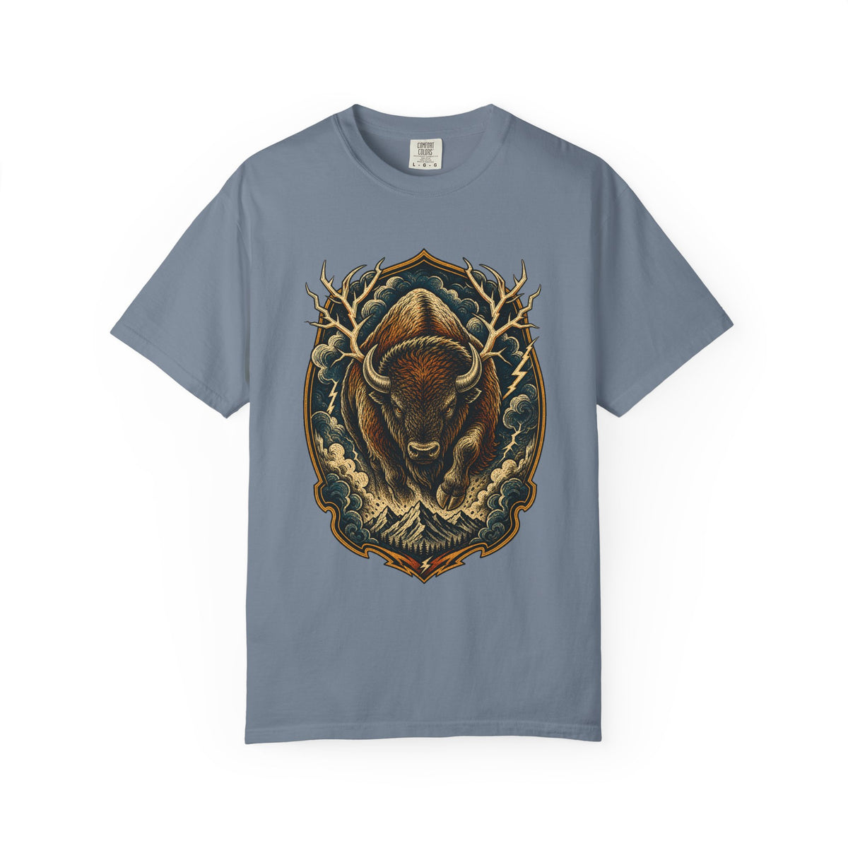 Woodcut Thunder Bison Graphic Tee