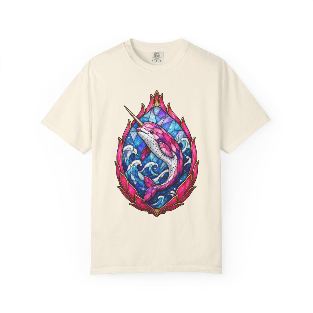 Stained Glass Dragonfruit Narwhal Graphic Tee