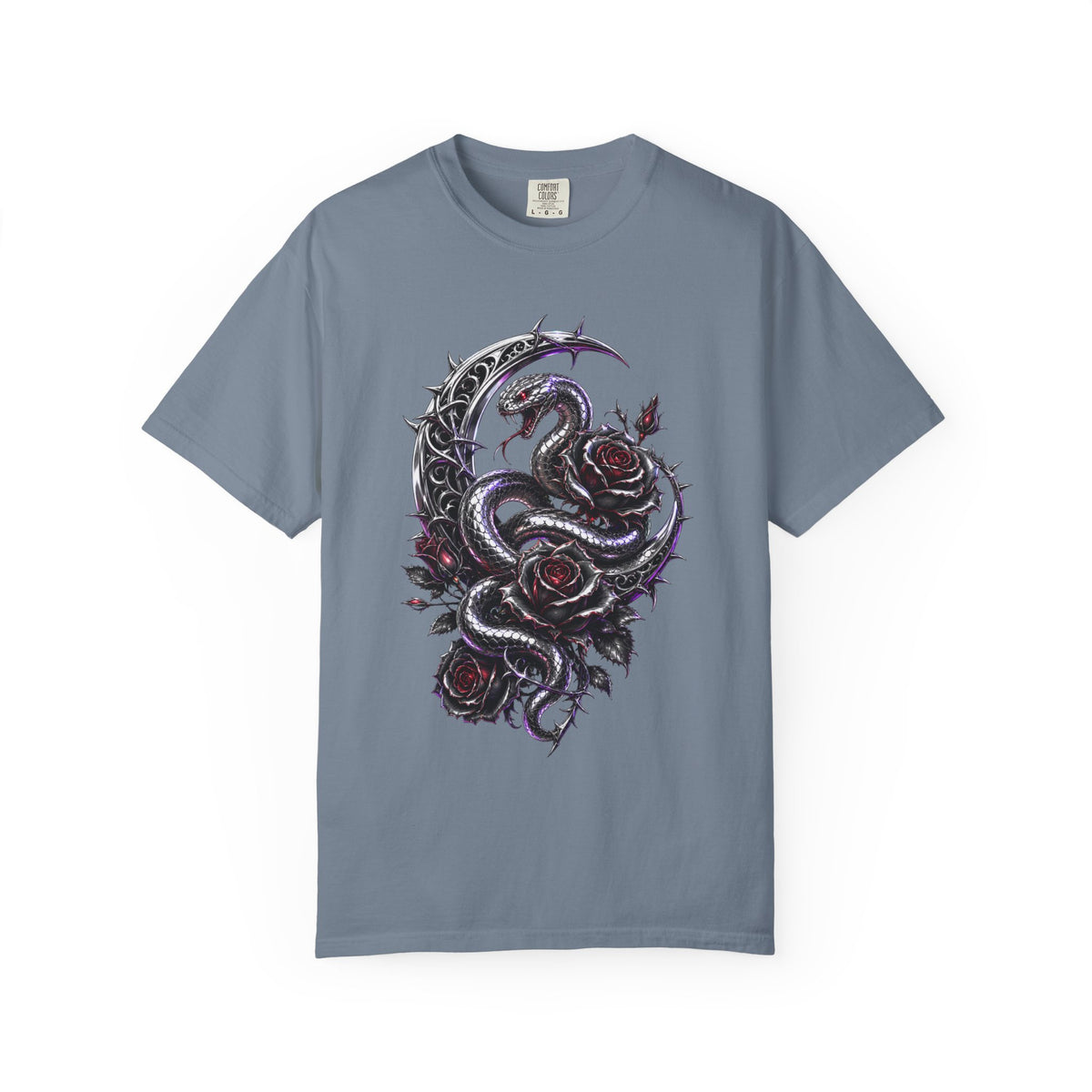 Chrome Rose Serpent Gothic Graphic T-Shirt