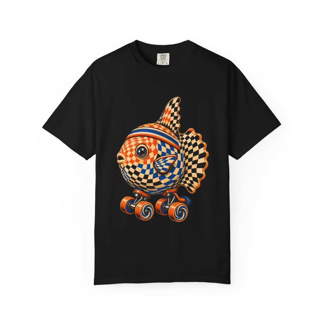 Op Art Checkered Roller Skate Sunfish T-Shirt Graphic
