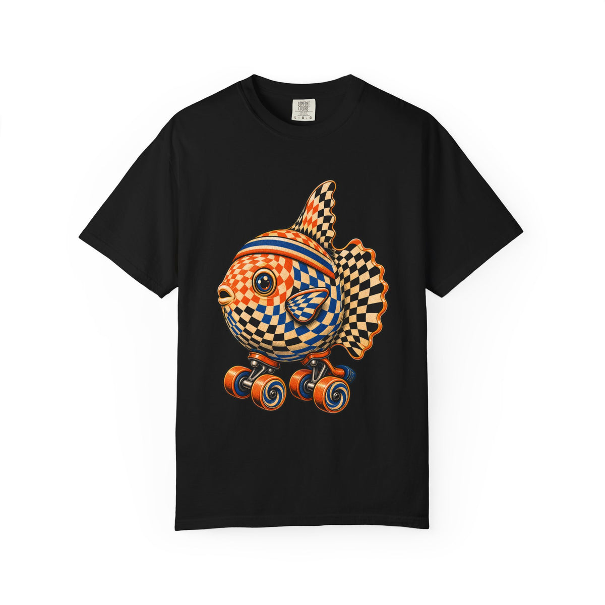 Op Art Checkered Roller Skate Sunfish T-Shirt Graphic