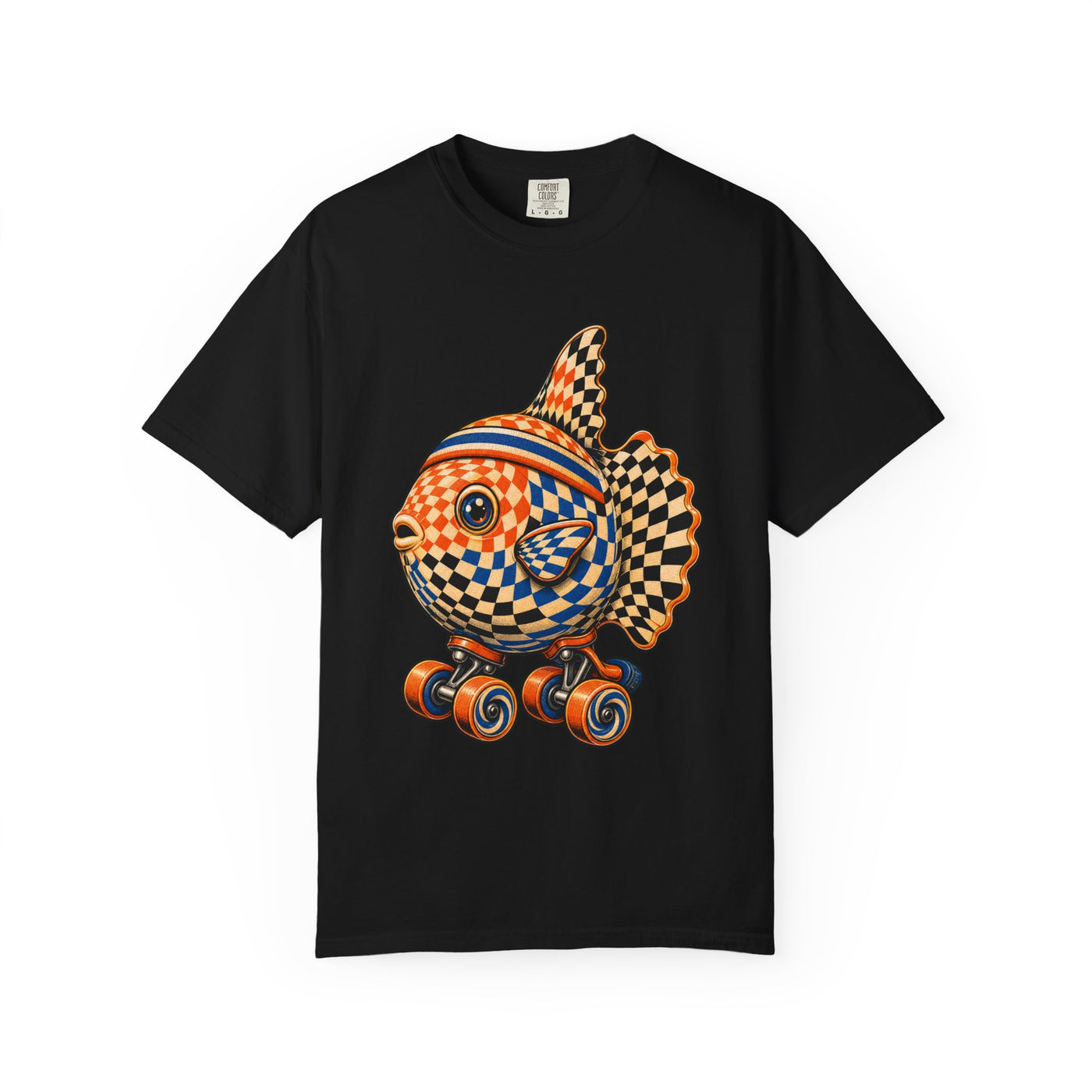 Op Art Checkered Roller Skate Sunfish T-Shirt Graphic