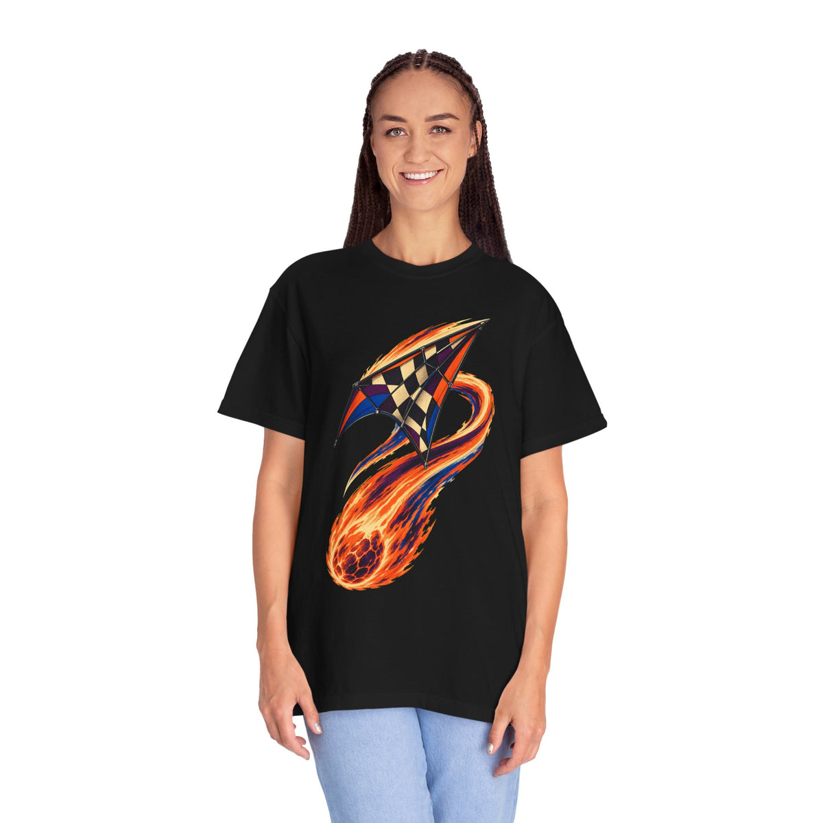 Checkered Meteor Kite Flight Graphic Tee
