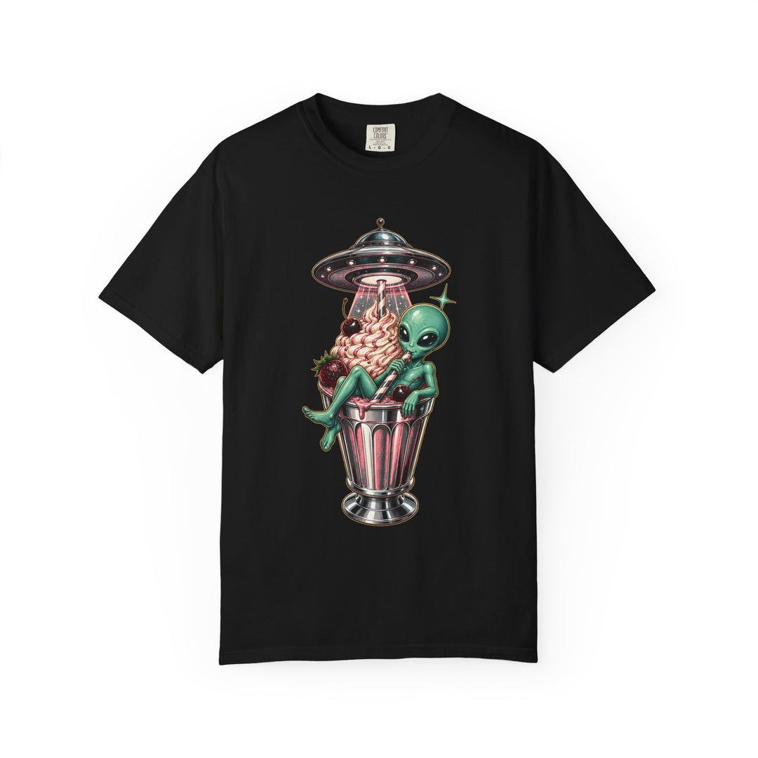 Alien Diner Milkshake Retro T-Shirt Graphic