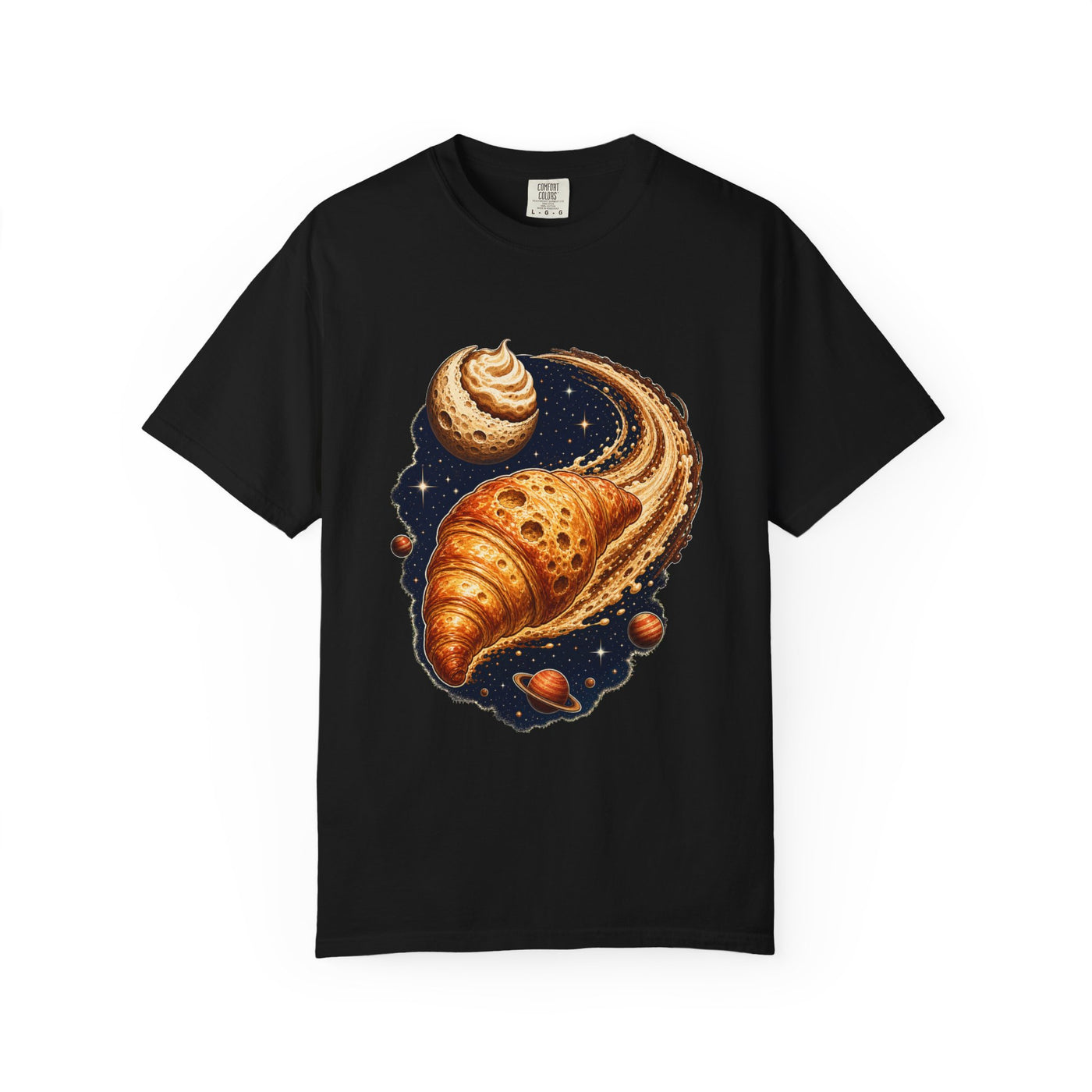 Cosmic Croissant Retro Food T-Shirt Graphic