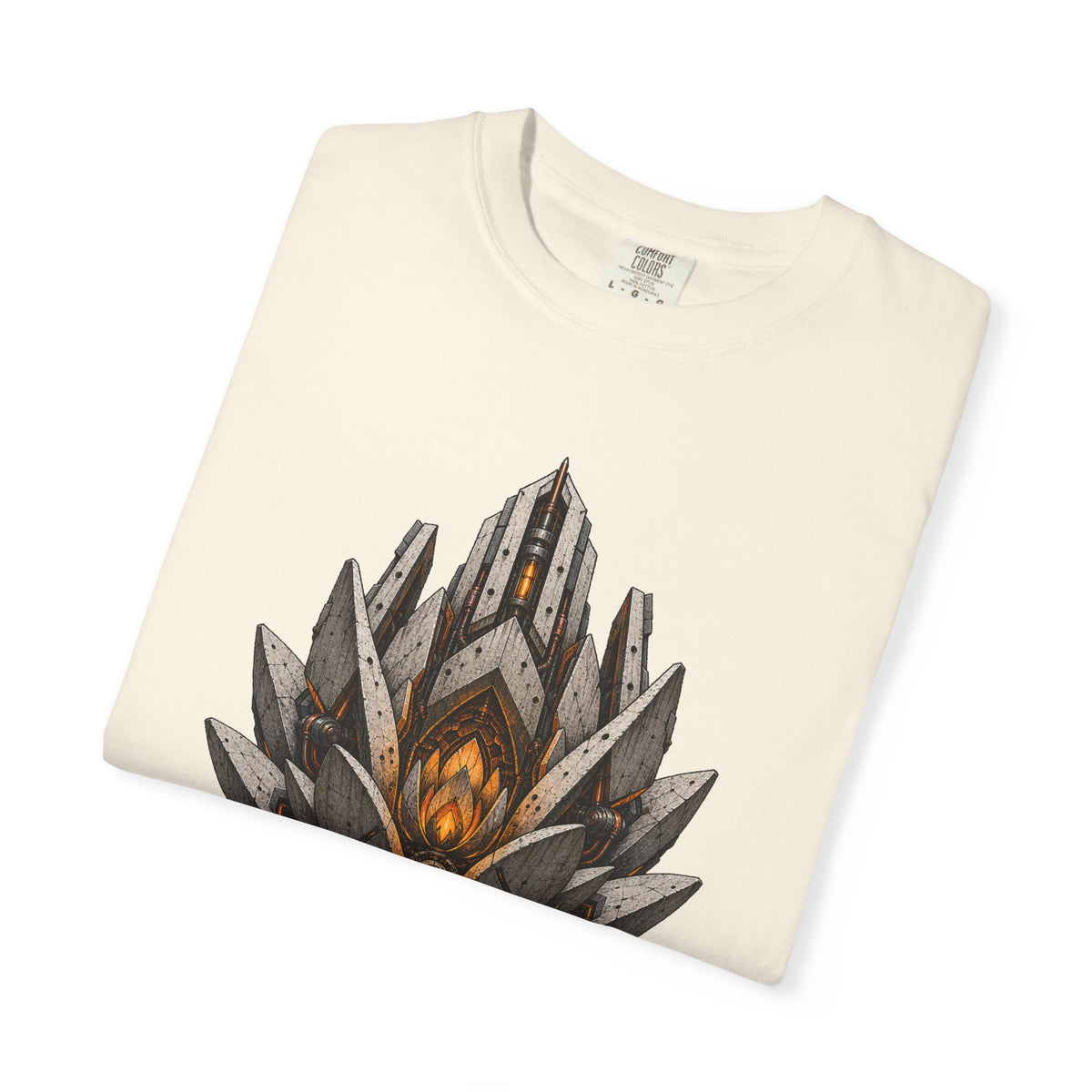 Brutalist Concrete Lotus Mech T-Shirt Graphic
