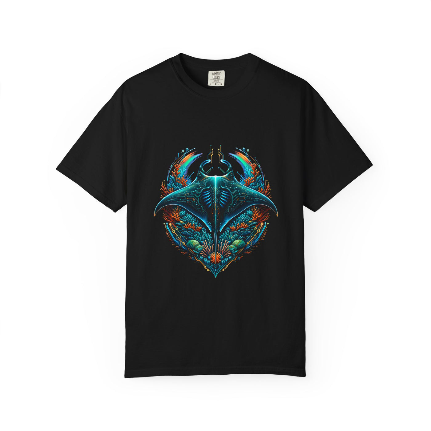 Neon Reef Manta Cyber Crest T-Shirt Graphic