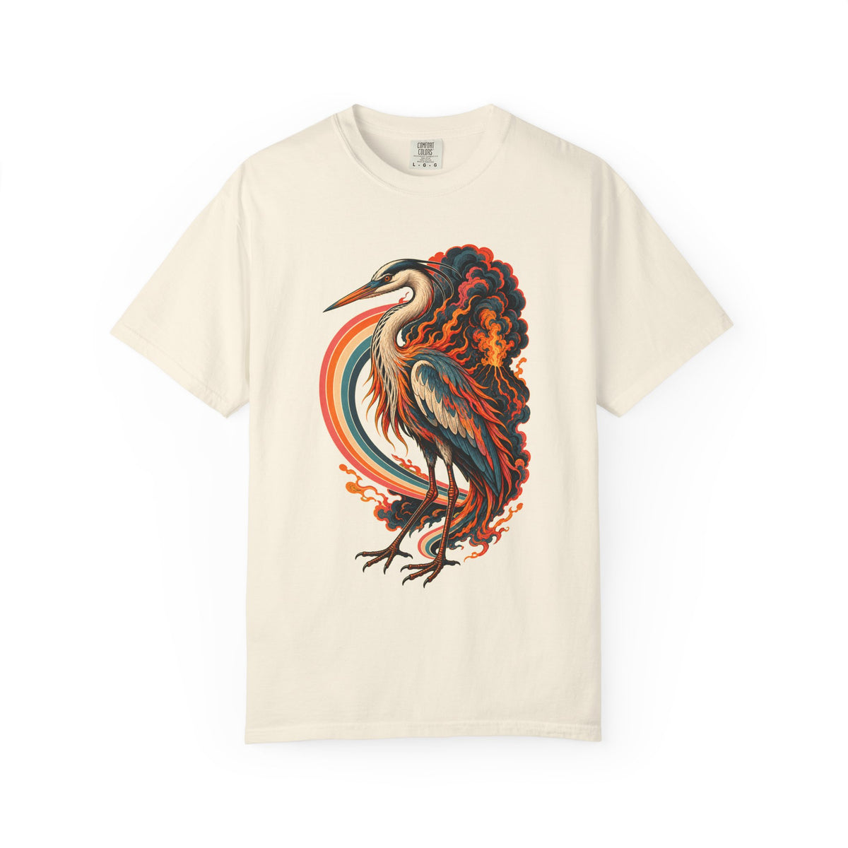 Deck-Stripe Volcano Heron Graphic Tee