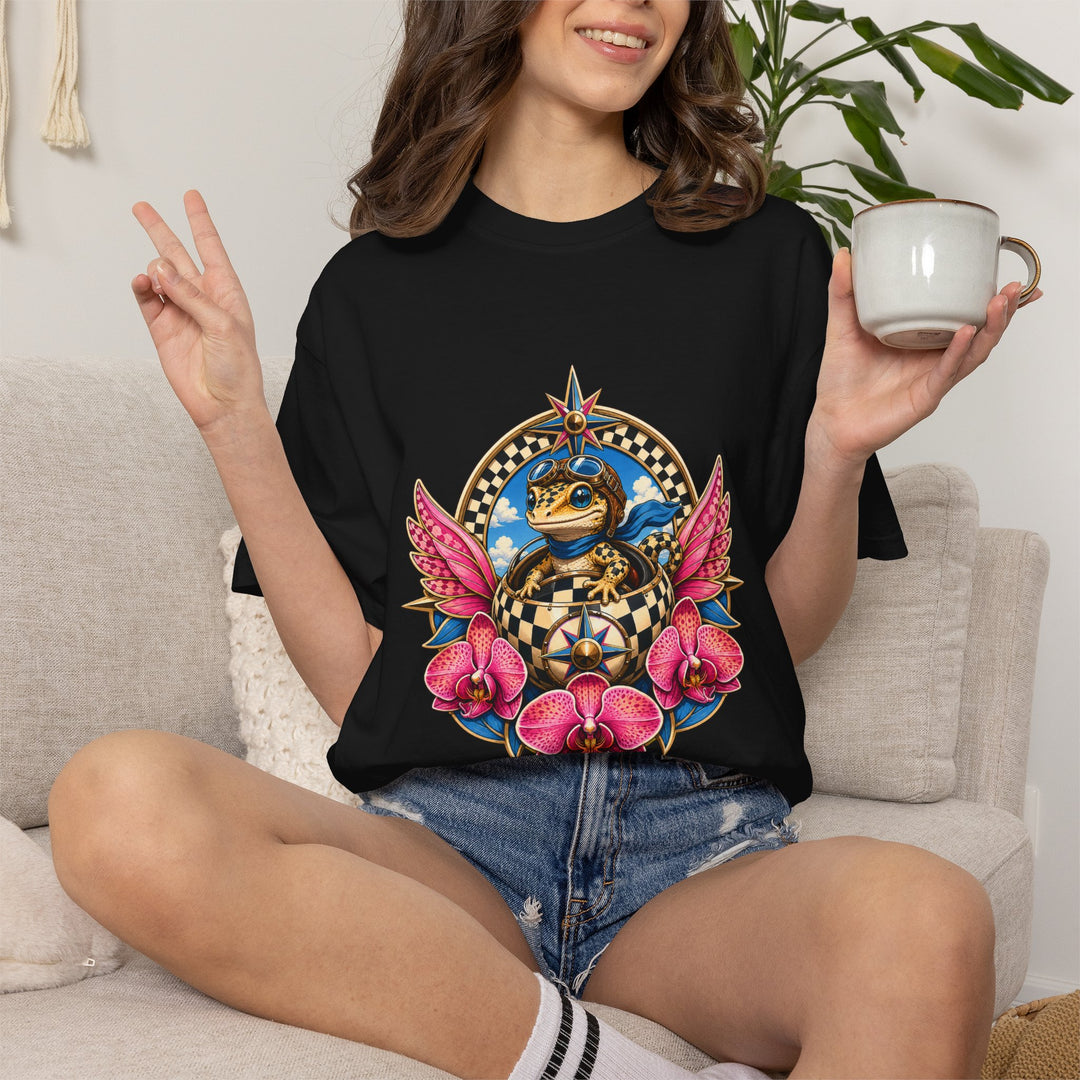 Checkerboard Orchid Gecko Graphic Tee