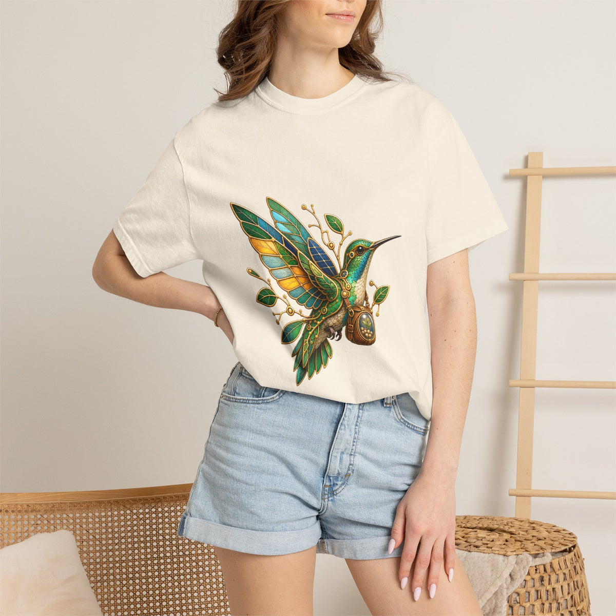Solarpunk Hummingbird Courier Graphic Tee