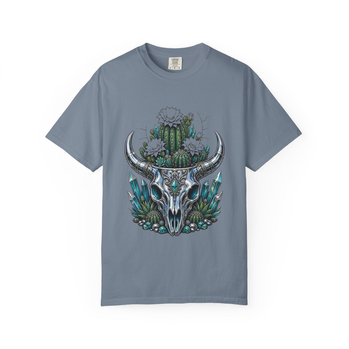 Chrome Cactus Skull Bloom T-Shirt Graphic