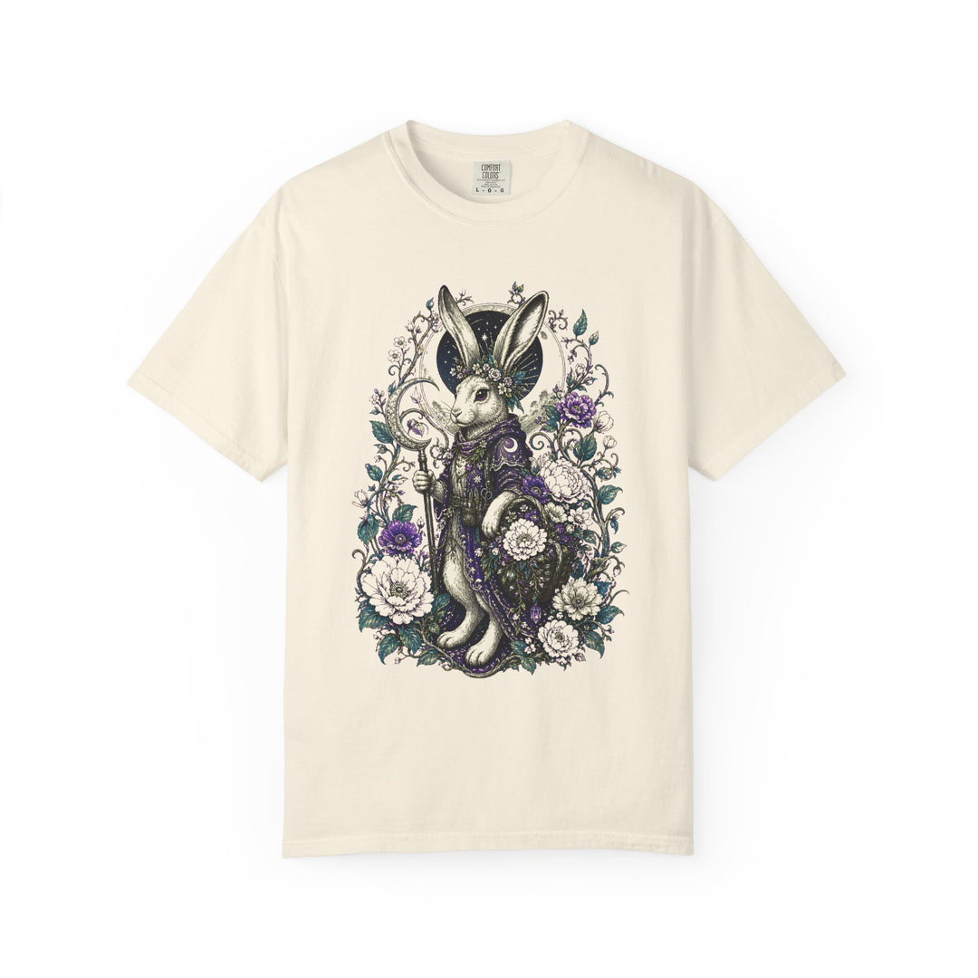 Lunar Hare Botanical Fantasy T-Shirt Graphic