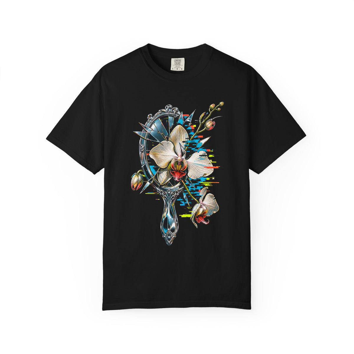 Glitchy Glam Orchid Mirror T-Shirt Graphic