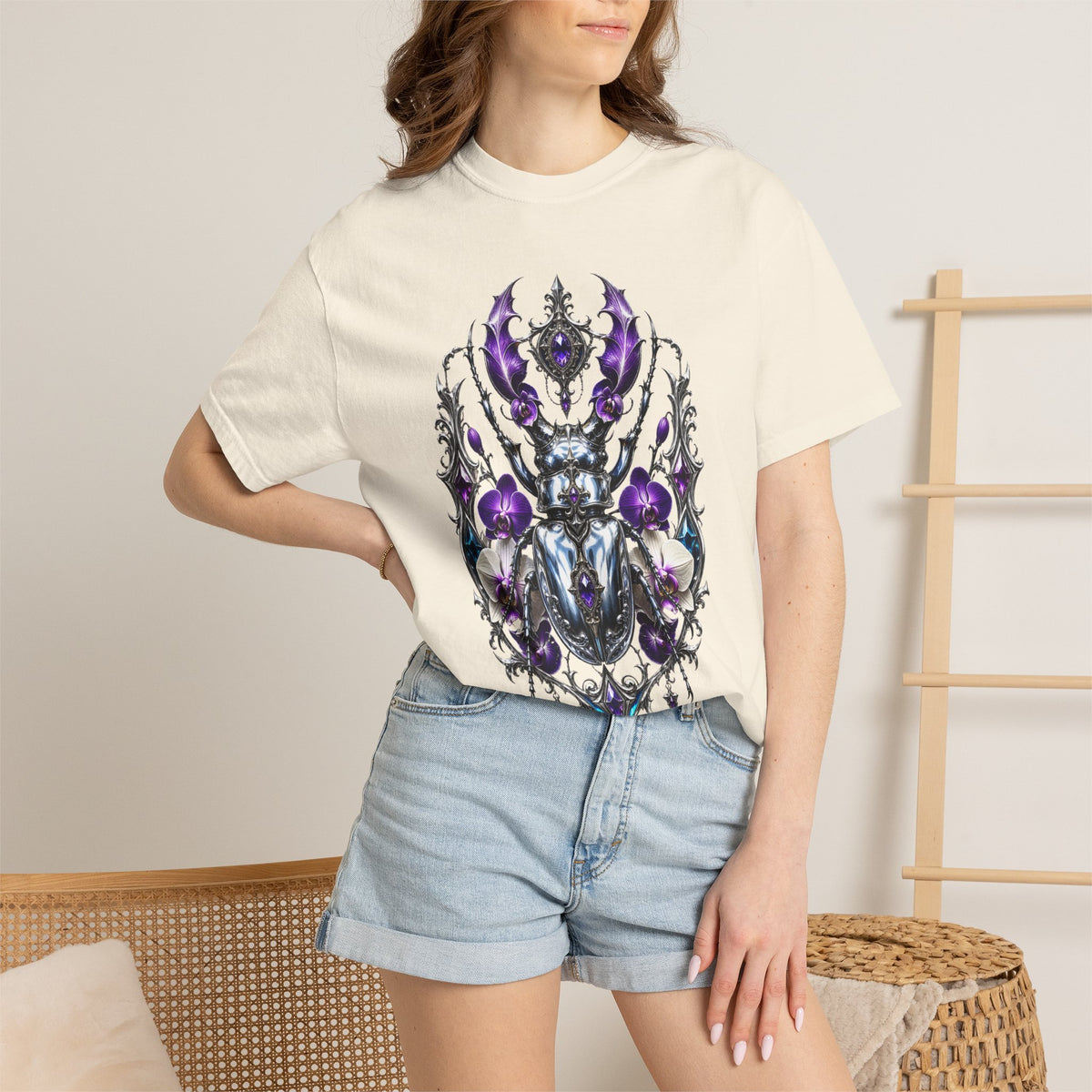 Chrome Orchid Stag Beetle Graphic Tee
