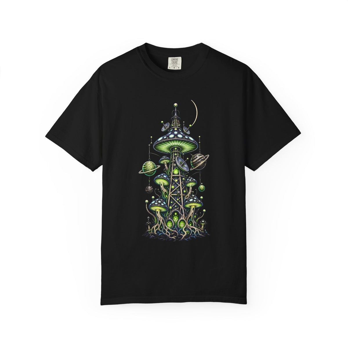 Alien Mushroom Radio Tower T-Shirt Graphic