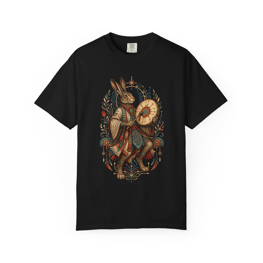 Cyber Folk Hare Drummer T-Shirt Graphic