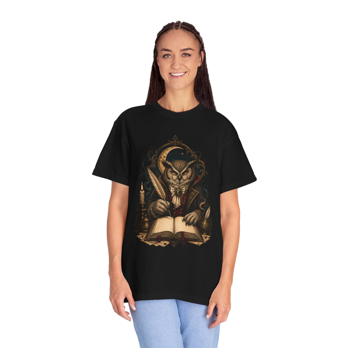Poet Owl Scribe Gothic Graphic T-Shirt