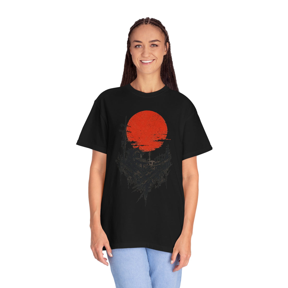 Red Sun Ruin Landscape T-Shirt Graphic
