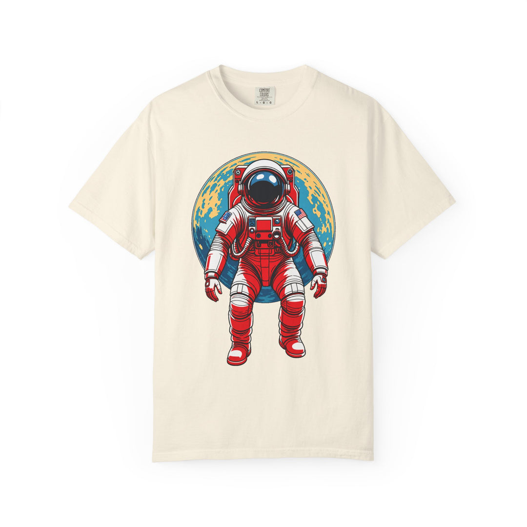 Retro Red Astronaut Planet T-Shirt Graphic