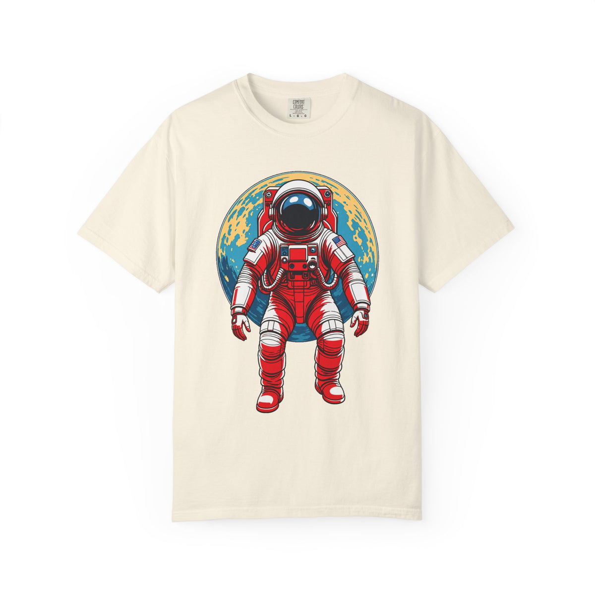 Retro Red Astronaut Planet T-Shirt Graphic