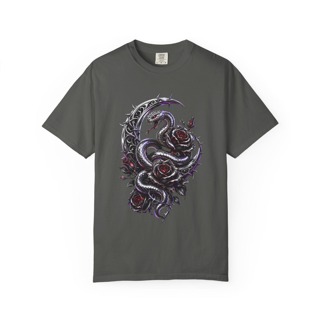 Chrome Rose Serpent Gothic Graphic T-Shirt