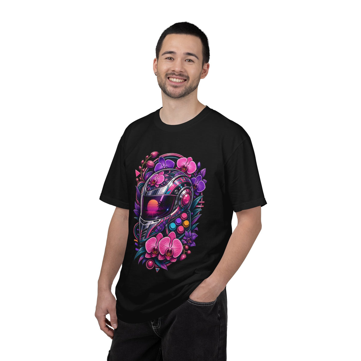 Vaporwave Orchid Arcade Helmet T-Shirt Graphic