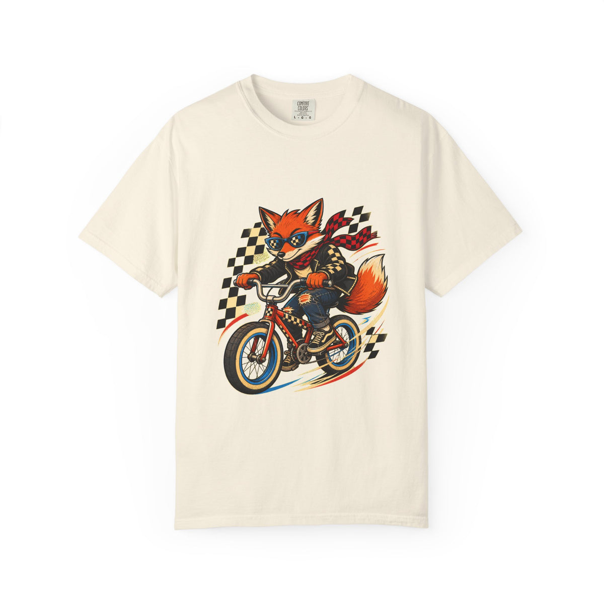 Checkerboard Alley Fox Cyclist T-Shirt Graphic