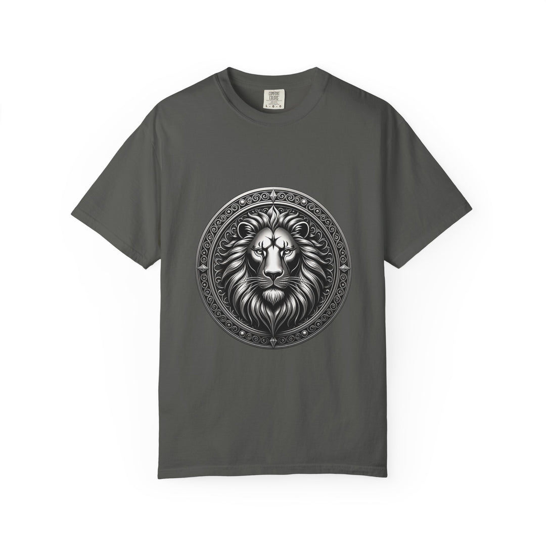 Ornate Lion Crest Monochrome T-Shirt Graphic