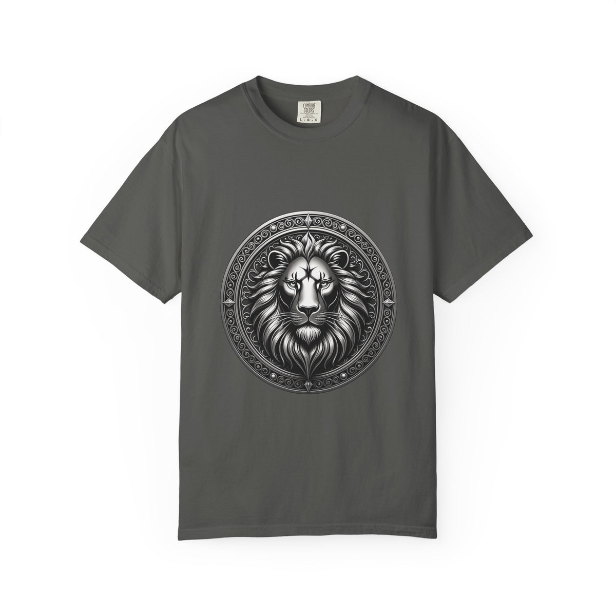 Ornate Lion Crest Monochrome T-Shirt Graphic