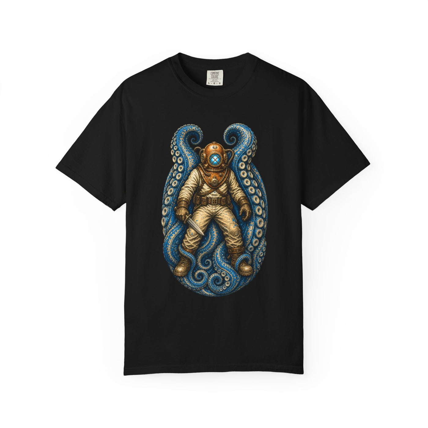 Abyss Kraken Diver Engraved Graphic Tee