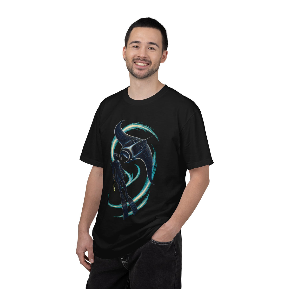 Night Manta Freediver Scratchboard Graphic Tee
