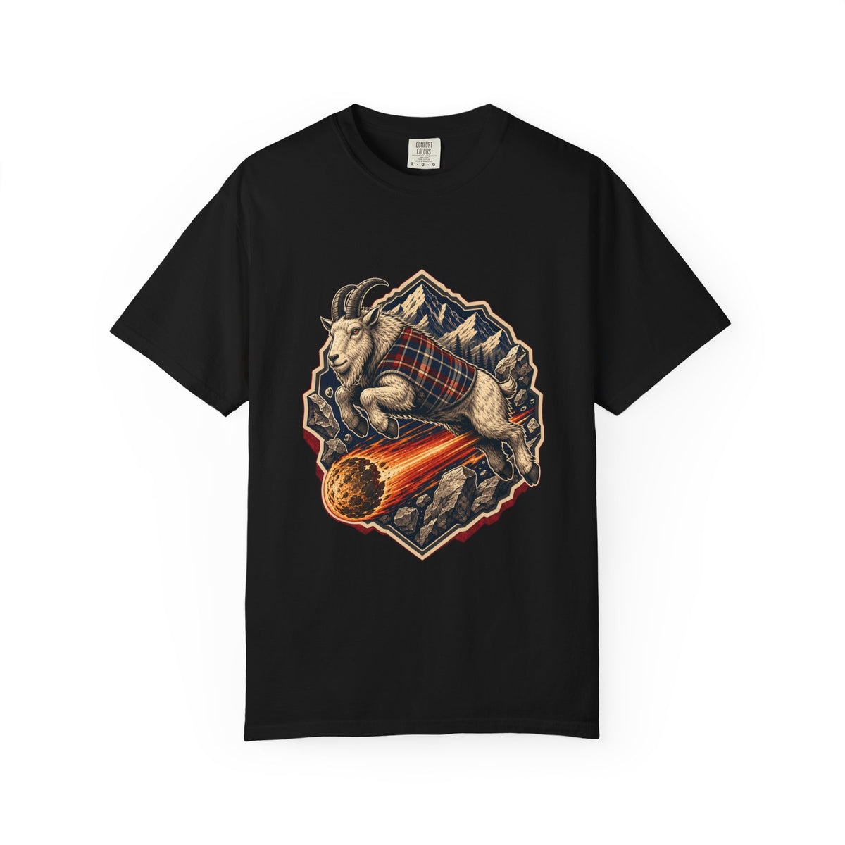 Plaid Meteor Mountain Goat Graphic Tee