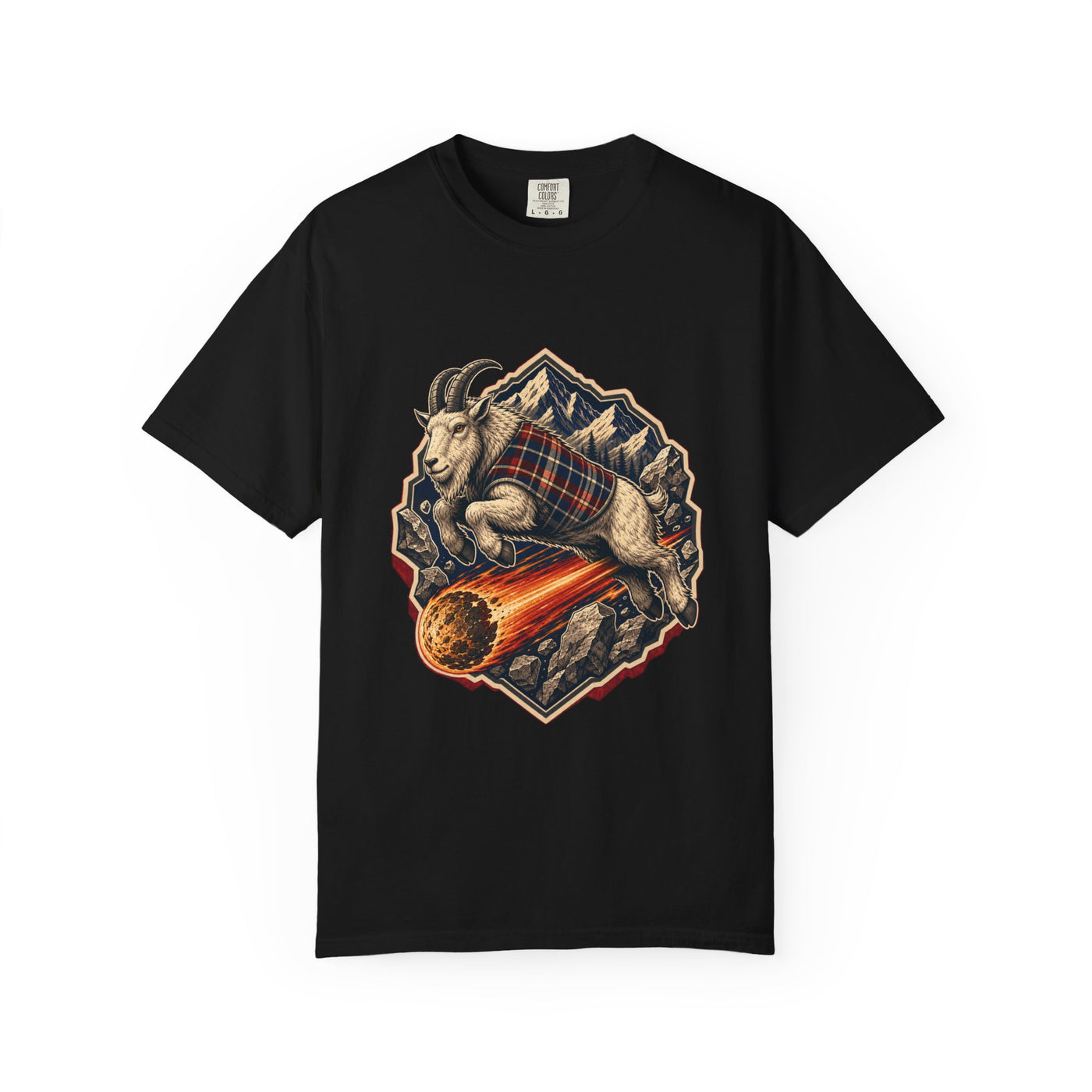 Plaid Meteor Mountain Goat Graphic Tee