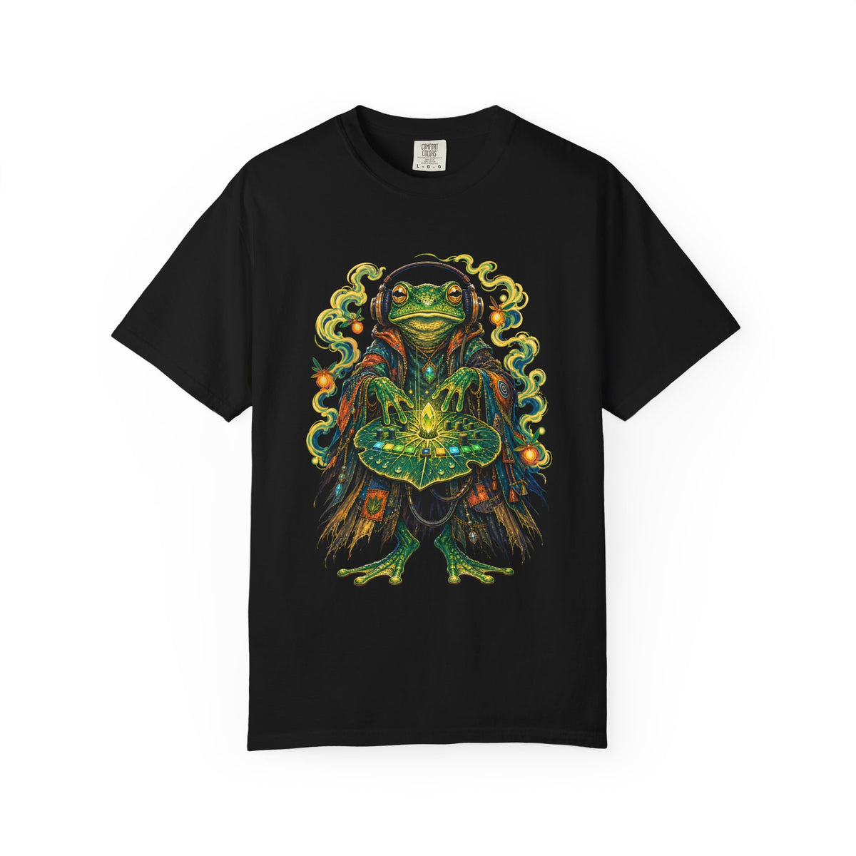 Neon Swamp Frog Synth Mage T-Shirt Graphic
