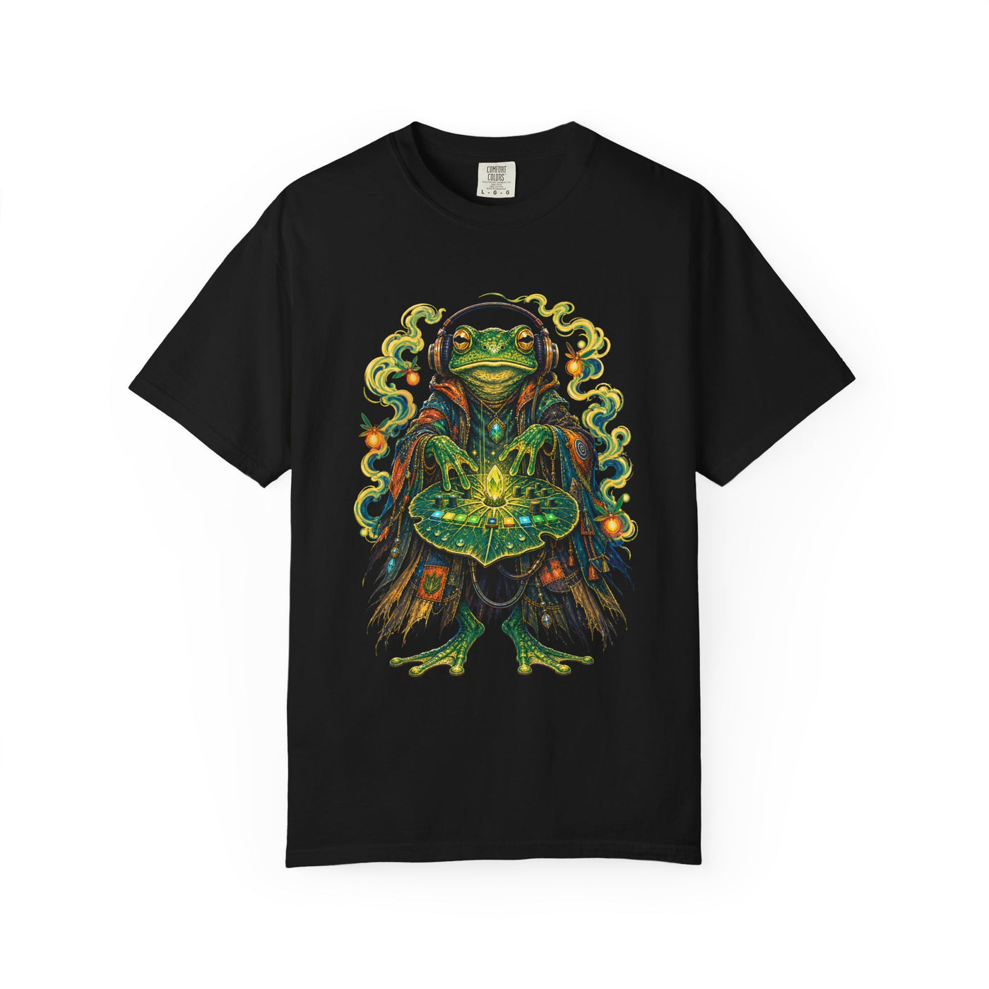 Neon Swamp Frog Synth Mage T-Shirt Graphic