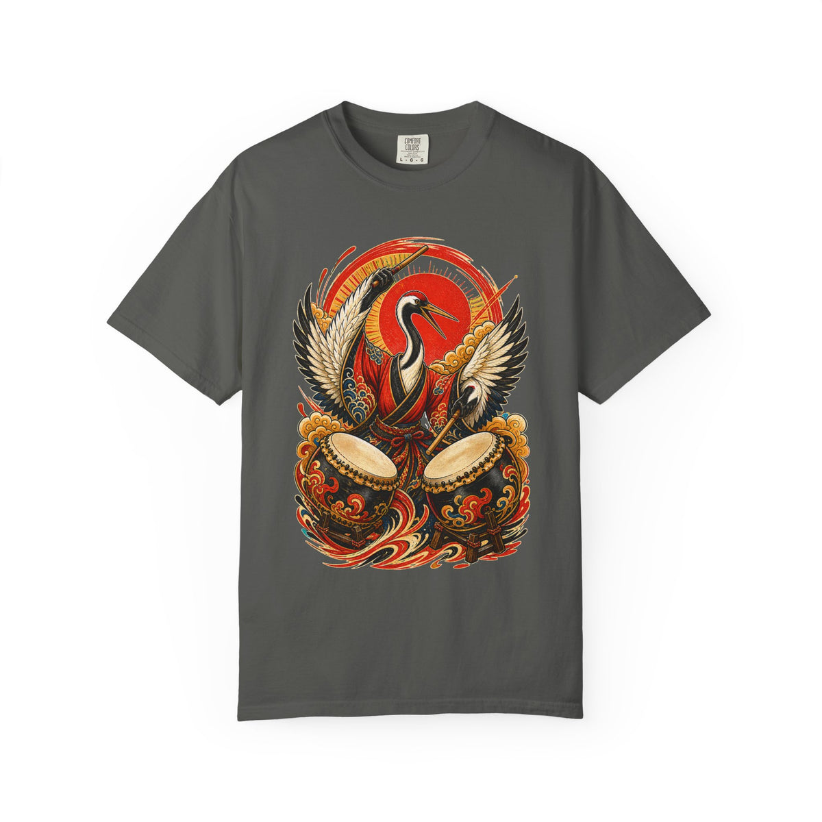 Red Sun Crane Drummer Graphic Tee
